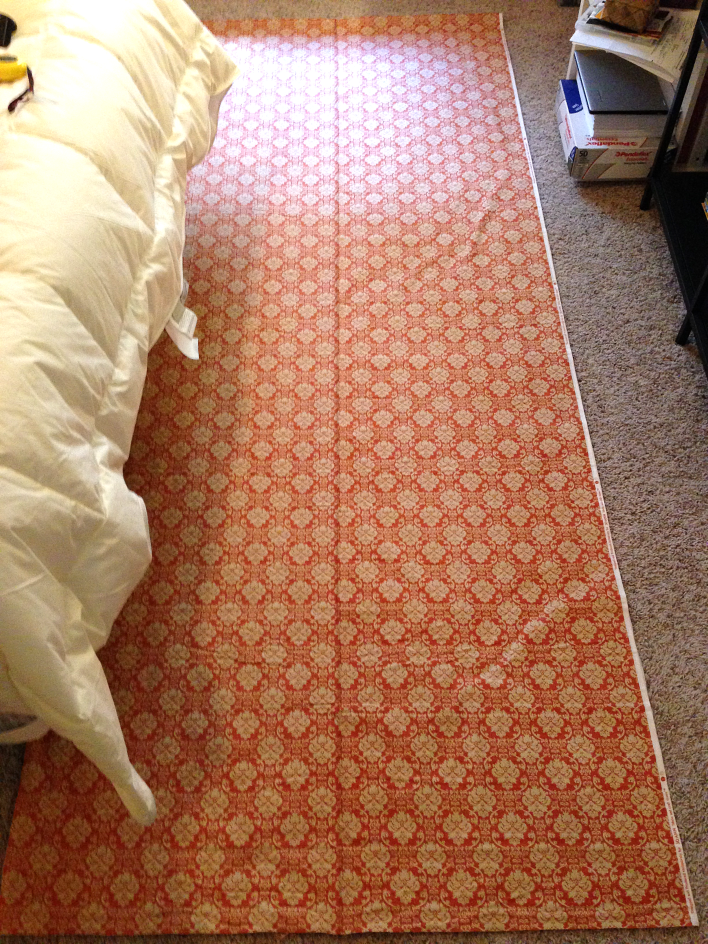 diy curtains - fabric laid out