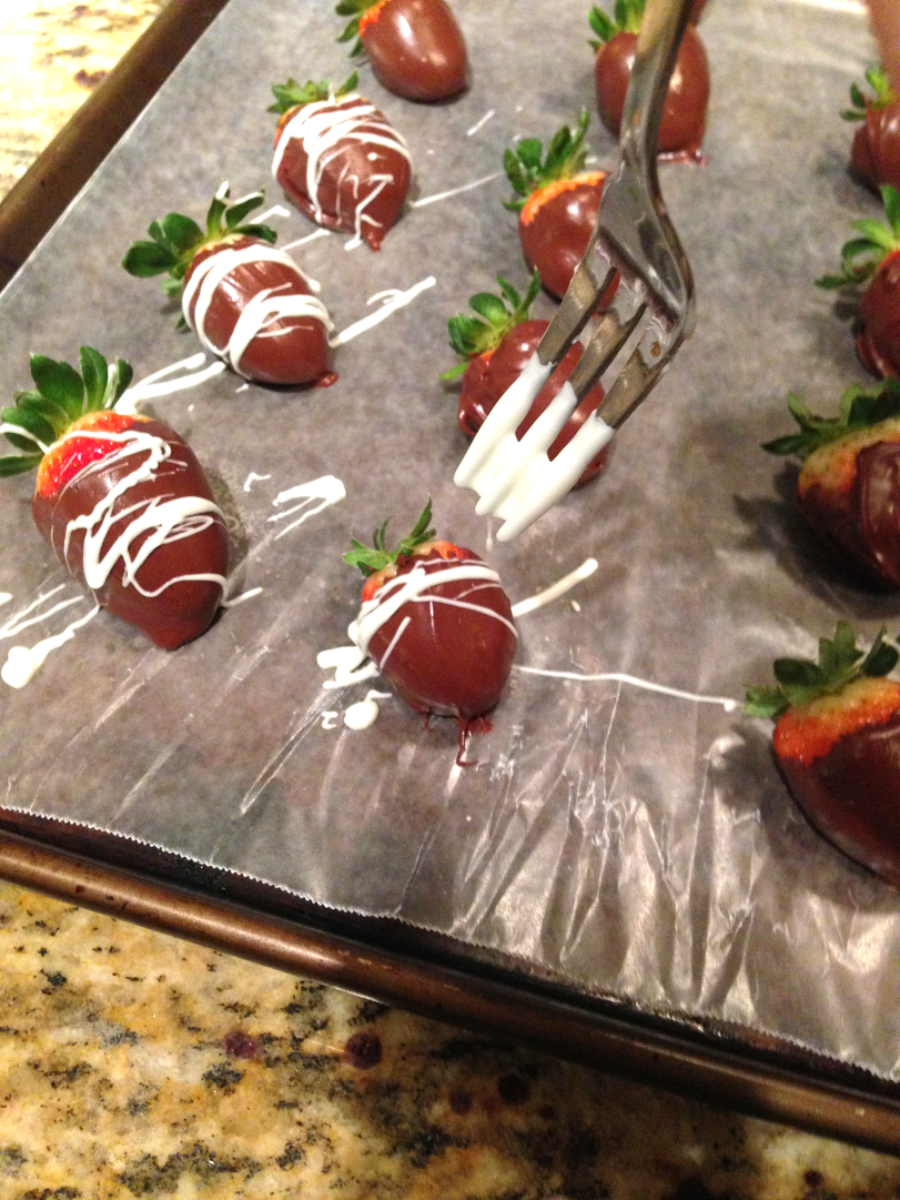 splattering white chocolate