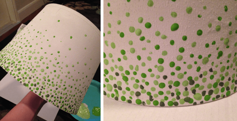 Lamp Revamp - Paint dark green dots