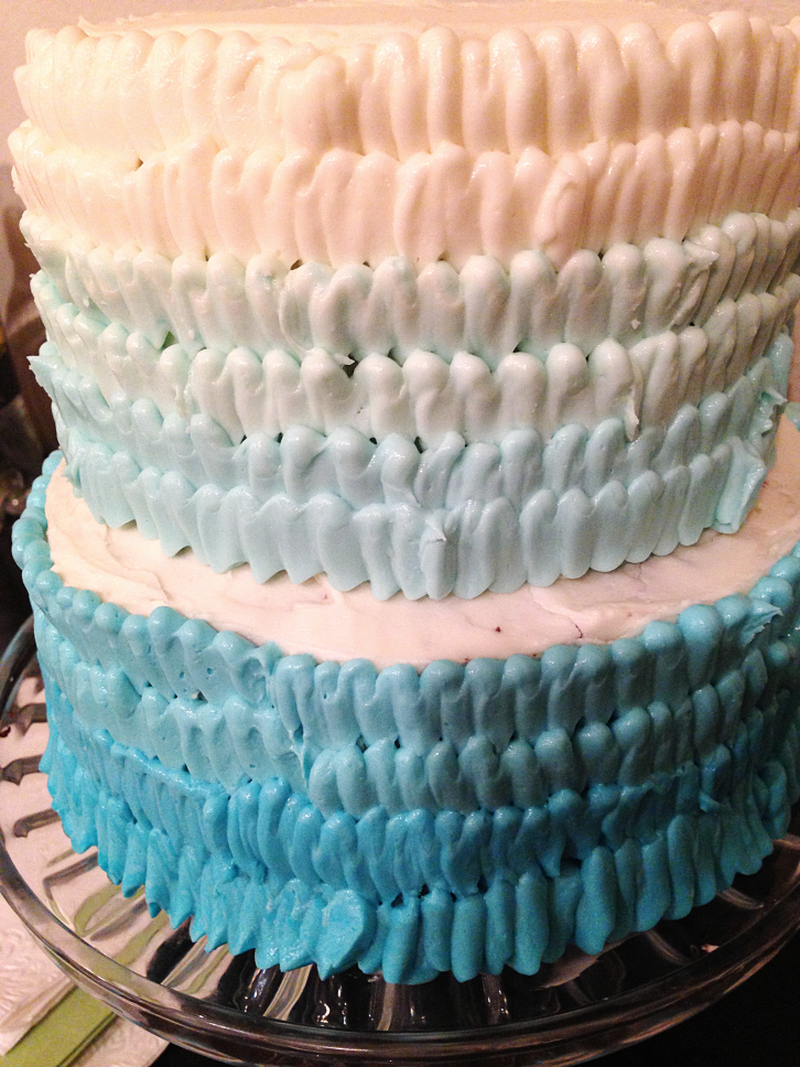 Blue Ombre Ruffle Cake Tutorial by Bunny Baubles