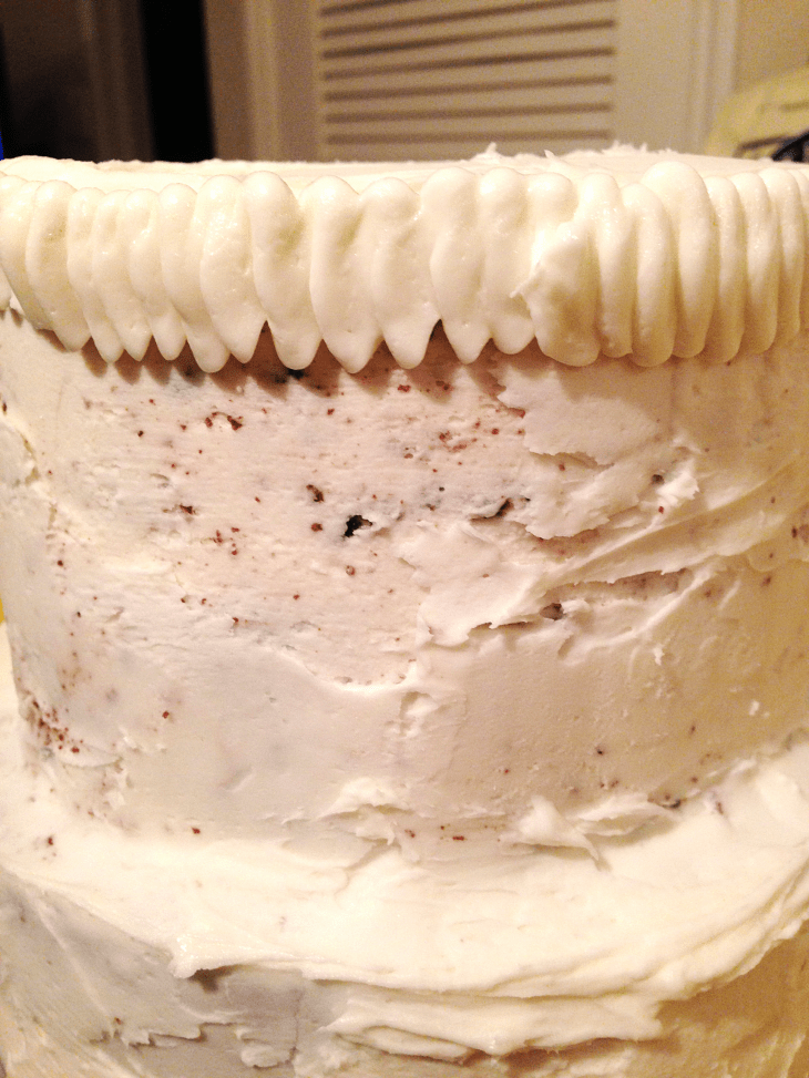 First row of Ruffles for Ombre Ruffle Cake