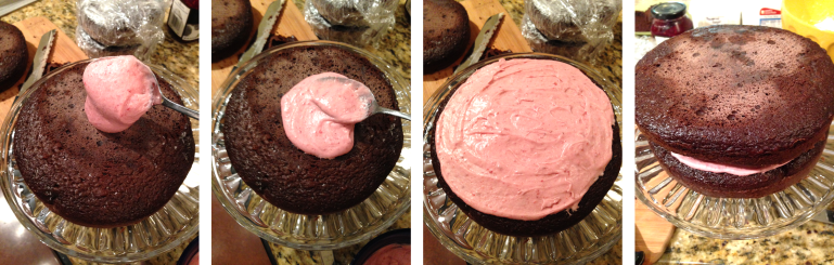 Raspberry Buttercream Filling on cake