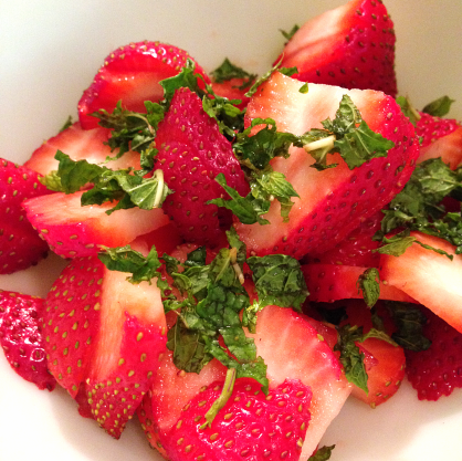 Strawberry Mint French Toast - Berries and mint close