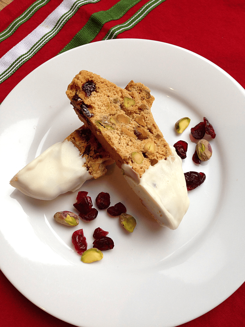White Chocolate Dipped Cranberry Pistachio Biscotti by Bunny Baubles Blog 6