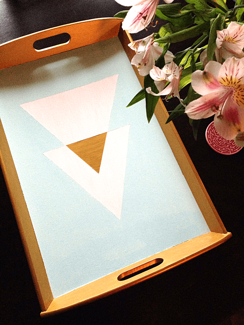 DIY Geometric Gold Painted Tray by Bunny Baubles Blog