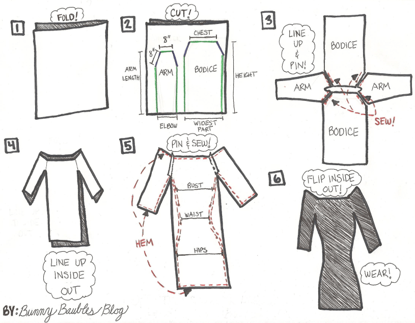 Off the Shoulder Dress Tutorial Instructions by Bunny Baubles Blog
