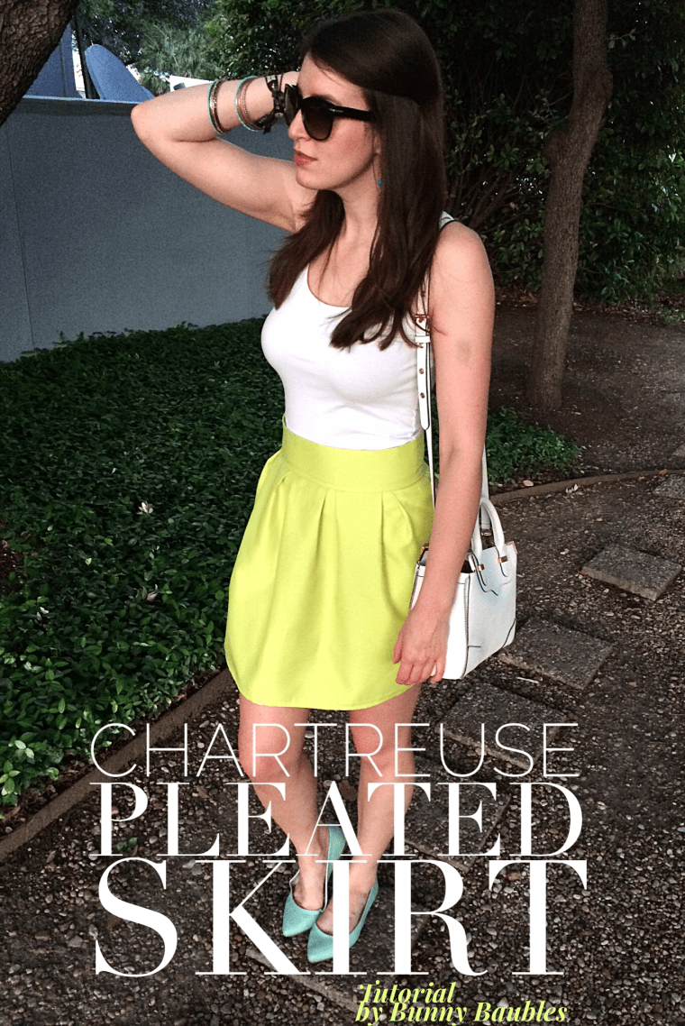 Chartreuse Pleated Skirt Tutorial by Bunny Baubles
