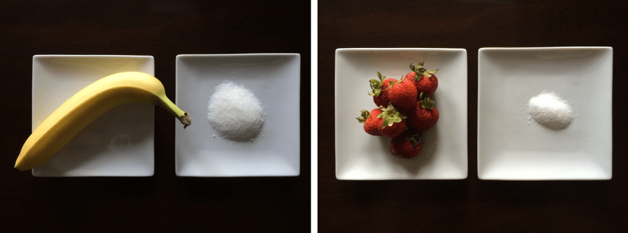 One Banana and 1/2 cup Strawberries