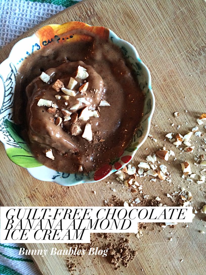 Guilt Free Chocolate Almond Ice Cream by Bunny Baubles Blog