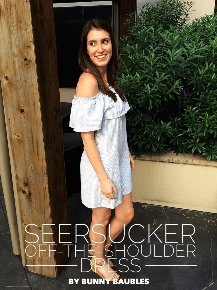 Seersucker Off the Shoulder Dress Tutorial by Bunny Baubles Blog