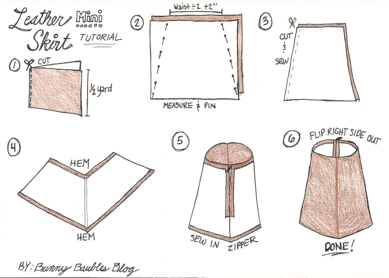 Faux Leather Mini Skirt Tutorial by Bunny Baubles Blog
