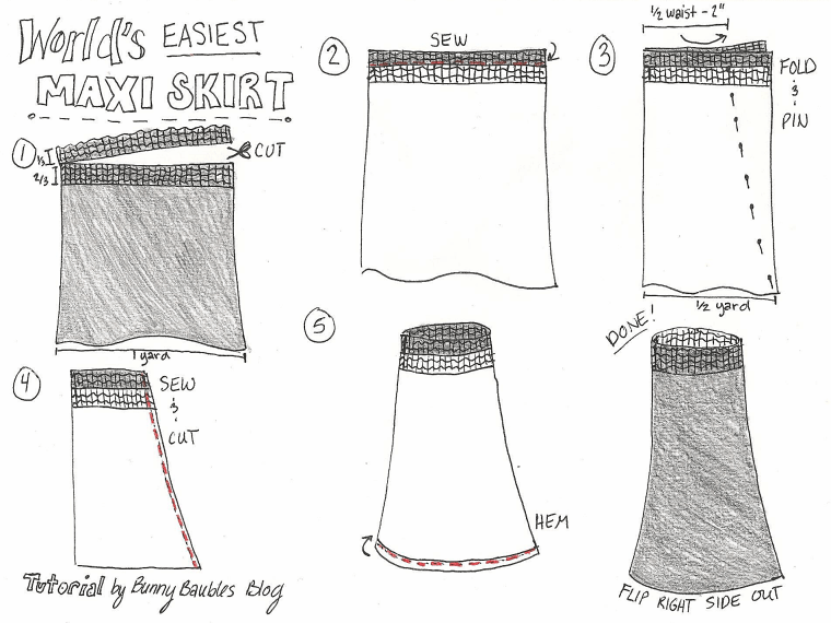 Worlds Easiest Maxi Skirt Tutorial by Bunny Baubles Blog 9