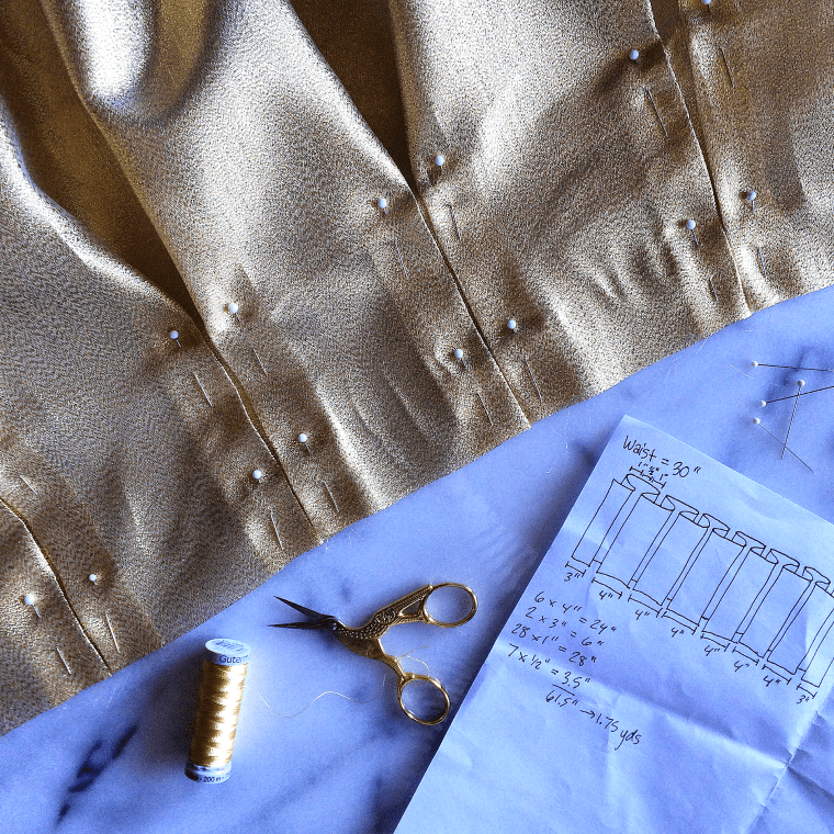 Gold Pleated Skirt Tutorial by Bunny Baubles Blog 7