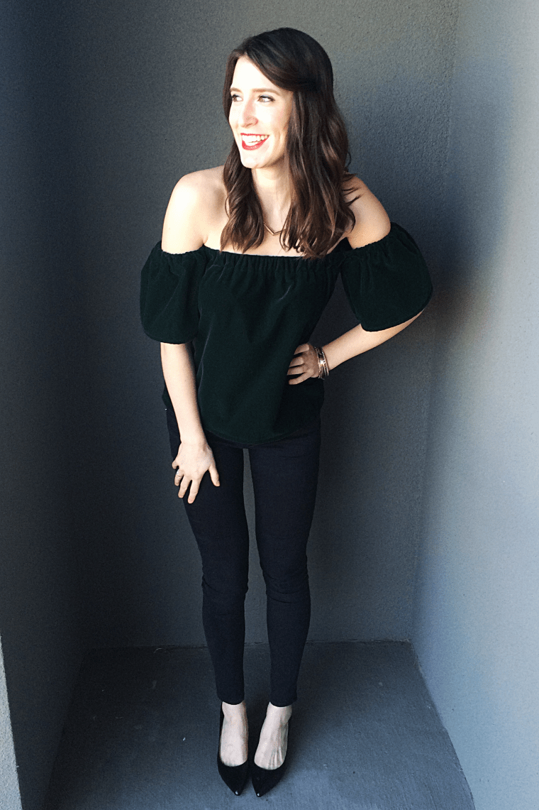 Velvet Off the Shoulder Top Tutorial by Bunny Baubles Blog 4