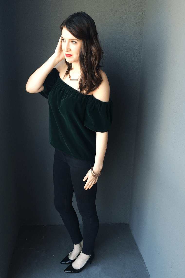Velvet Off the Shoulder Top Tutorial by Bunny Baubles Blog 5