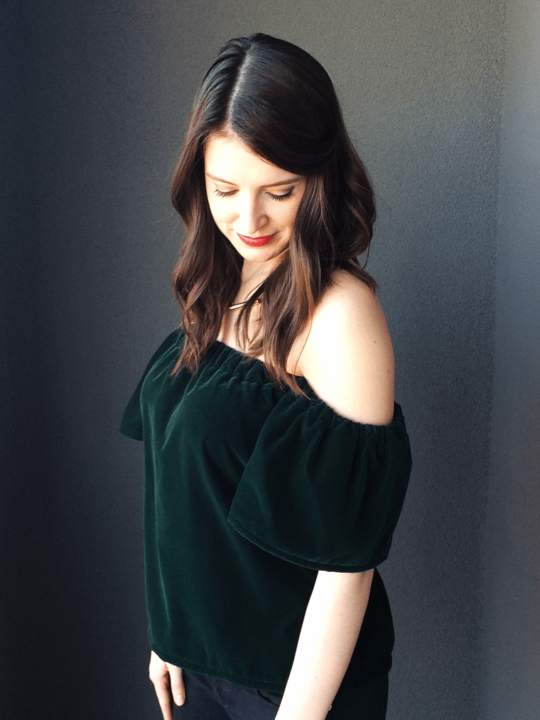 Velvet Off the Shoulder Top Tutorial by Bunny Baubles Blog 6