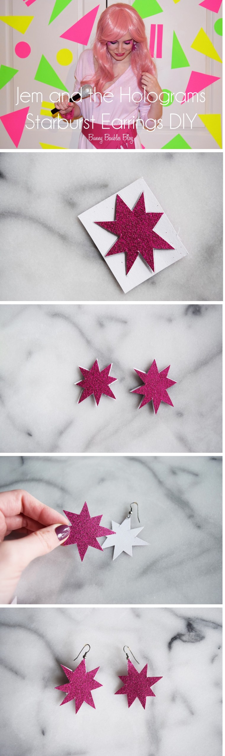 80s Jem and the Holograms Costume Starburst Earrings DIY by Bunny Baubles blog