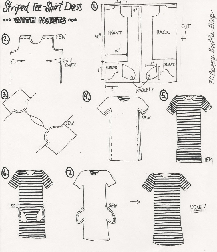 Striped Tee Shirt Dress Sewing DIY by Bunny Baubles Blog