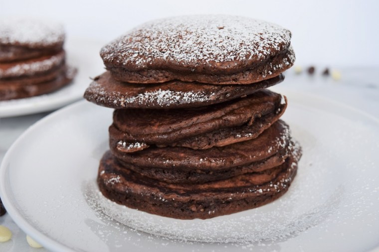 Chocolate Milk Pancakes with Cinnamon Peanut Butter Syrup 8
