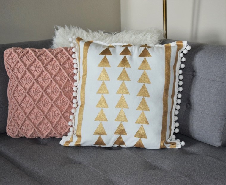 DIY Gold Painted Tribal Pillow Case 1