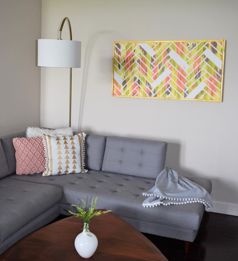 DIY Gold Painted Tribal Pillow Case 4