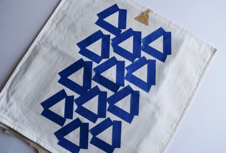 DIY Gold Painted Tribal Pillow Case Step 3