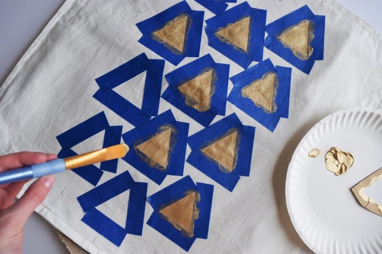 DIY Gold Painted Tribal Pillow Case Step 4 a