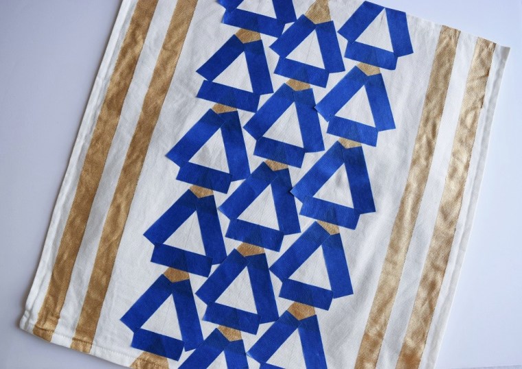 DIY Gold Painted Tribal Pillow Case Step 5 b