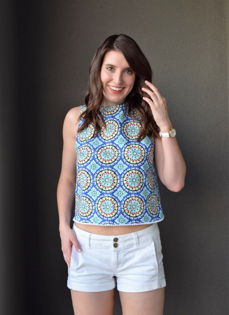 Open Back Tank with Pom Pom Trim Sewing Pattern 1