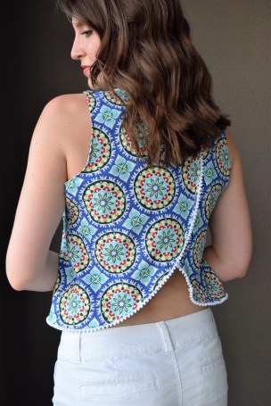 Open Back Tank with Pom Pom Trim Sewing Pattern 3